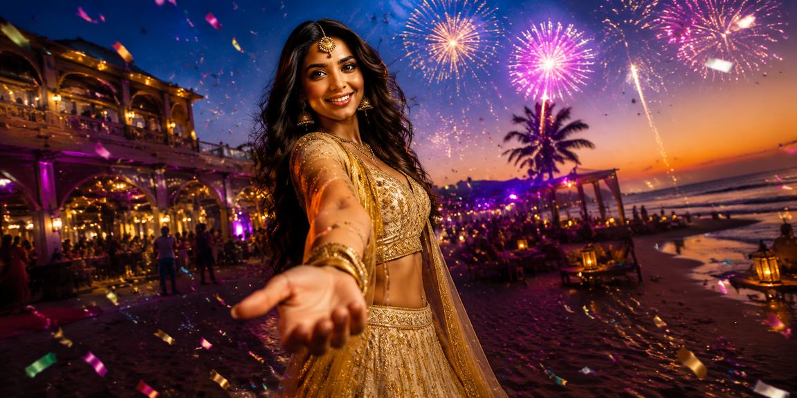 Scenic Goa beach with entertainment and betting activities